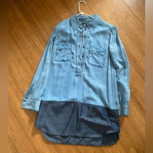 Reformation Denim Colorblock shirt dress